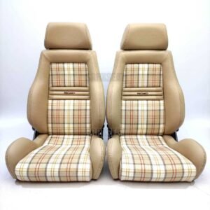 【1 PAIR】AUTHENTIC RECARO LSB TAN TARTAN Very Good Condition
